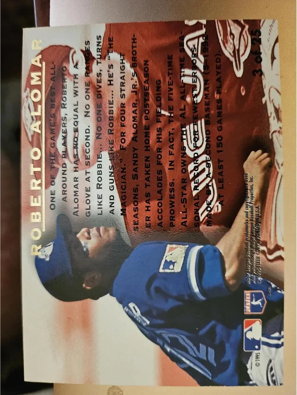 1995 Fleer Ultra #3 Roberto Alomar Award Winners Toronto Blue Jays 2P